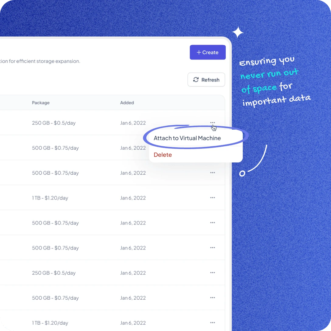 Mocaas Cloud UI Design - Attach to your Virtual Machine