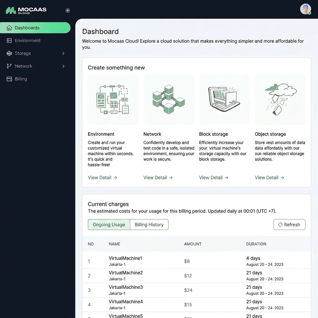 Mocaas Cloud UI Design
